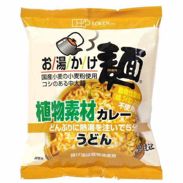 創健社 お湯かけ麺 植物素材カレーうどん 81g お湯かけ5分 国産小麦粉100％ カップ無し カッ...