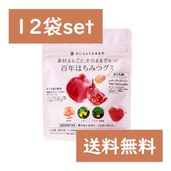 【送料無料】 たかくら新産業 百年はちみつグミ ざくろ味 49g（14粒）×12袋セット ギルトフリ...