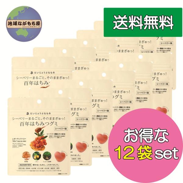 だいじょうぶなもの 百年はちみつグミ シーベリー味 49gg×12袋セット たかくら新産業 ギルトフ...