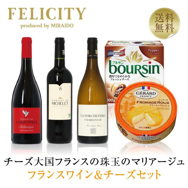 ワインセット チーズ大国フランスが誇る珠玉のマリアージュ ワイン＆チーズセット 750ml×3 送料...