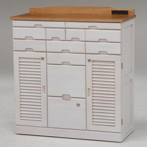 FAX台 電話台 幅70cm 多段引出し 鍵付き 天然木 完成品 （ チェスト 鍵