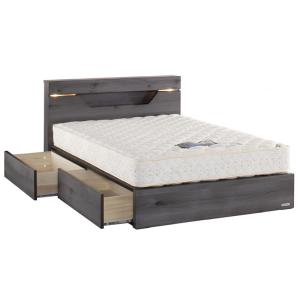 ドリームベッド プライシア2143 ダブル 宮付き 照明 キャビネット ドロアータイプ 引き出し付き...