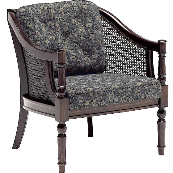 カリモク WC55モデル WC5500 肘掛け椅子 1P一人掛けソファ 布張り花柄 籐ラタン カント...