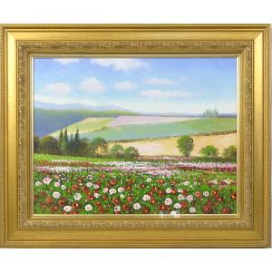 足立弘樹 『黄色い花』 作品サイズ： F10（530×455mm） 大額 : 額縁