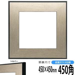 正方形額縁 シルバニスト 450角 （450×450mm) シルバー 前面ガラス仕様 ハンカチ額 45角 フレーム｜e-frame