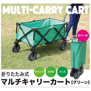 マルチキャリーカート カバー付【緑色】重い荷物を軽々移動できる!!収納にも便利な折りたたみ式!!