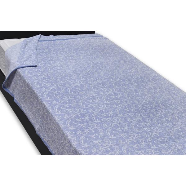 西川マイヤーオボロプリント タオルケット シングル (リーフブルー)