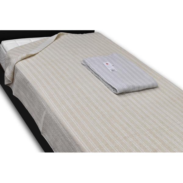 西川の軽量タオルケット シングル 綿100％　ストライプ柄 WS5201