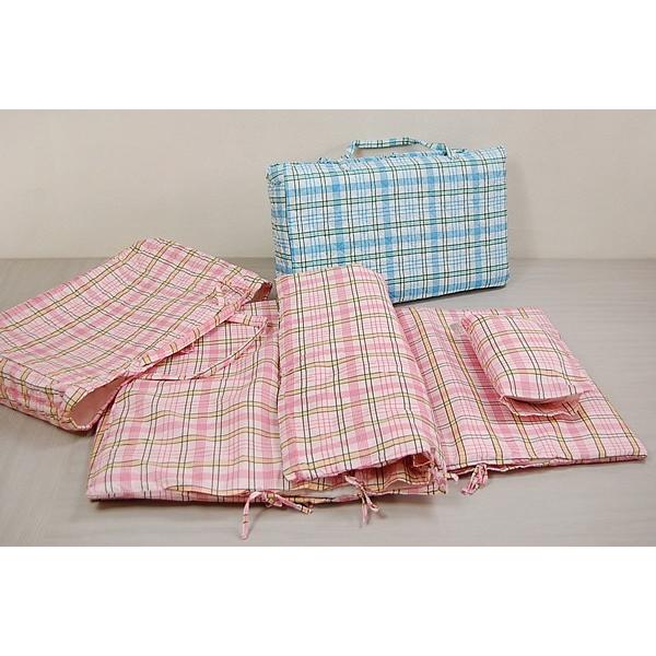 ポリエステルカバーリングお昼寝ふとん7点セット ＃チェック柄