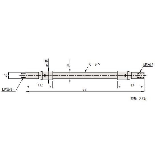 ＼ポイント10倍／ ミツトヨ 06ABS915 スタイラス 取付部ネジ径:M3 MS3-EXT75G