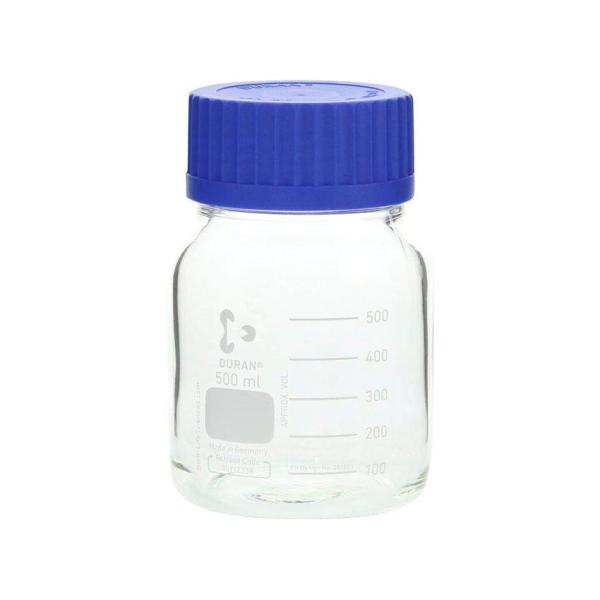 柴田 ネジ口瓶広口GLS-80 500ml 青キャップ付