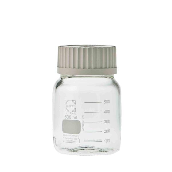 柴田 ネジ口瓶広口GLS-80 500ml 白キャップ付