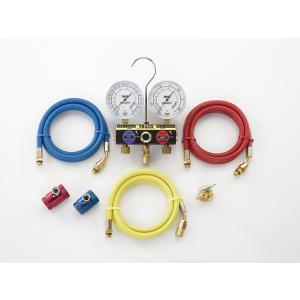 デンゲン 新冷媒 R-1234YF POE用 2バルブガスチャージセット