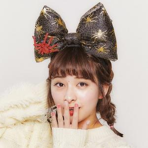 ハロウィンコスチューム 蜘蛛の巣リボンカチューシャ ゴールド...
