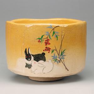 吉村楽入 2016年初春作品 「うさぎの絵」茶碗 : 心斎橋花房ヤフー店