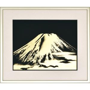 赤富士 絵画 富士山 風景画 ミクストメディア 琳屋 「霊峰富士・2」 額