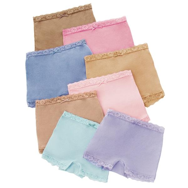 綿素材レース付1分丈ショーツ8色組 M L LL