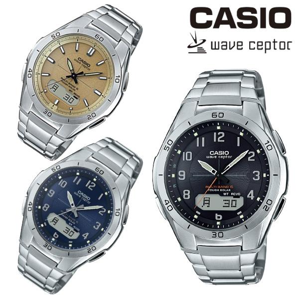 カシオ ソーラー電波時計WVA-M640D ゴールド ネイビー ブラック