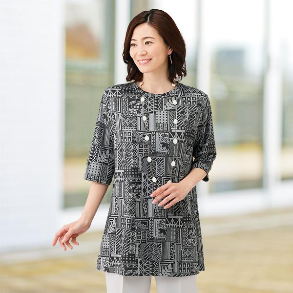 エスニックプリントチュニック 3L L LL M