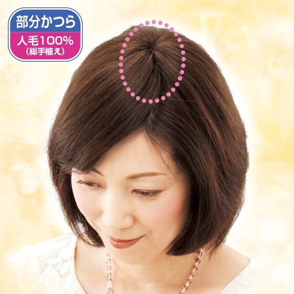 ミニつむじヘアピース 栗色 自然色 ワイド