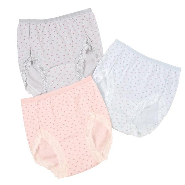 小花柄プリント安心ショーツ3色組 M L LL