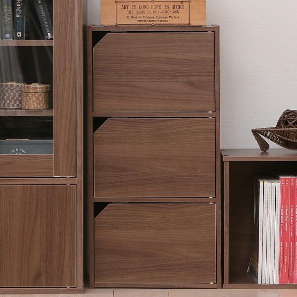 扉付3段カラーボックス