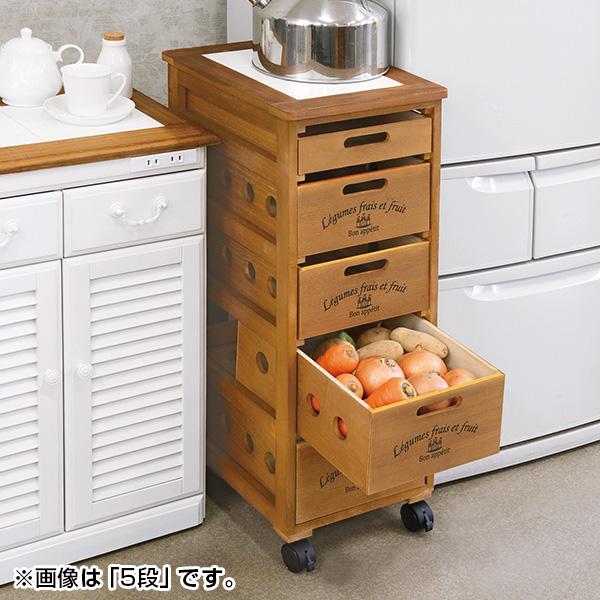 天然木キッチンストッカー ブラウン ホワイト 4段