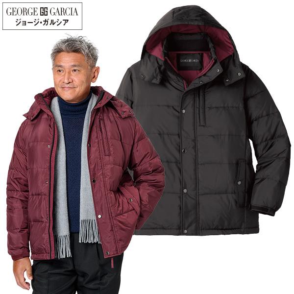 ジョージ・ガルシア 撥水ダウンジャケット ブラック ワイン M L LL