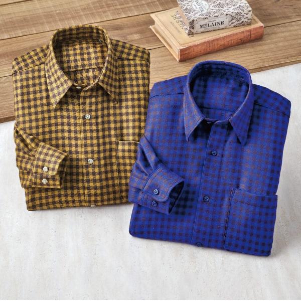 日本製 ウール100％高品質格子柄シャツ