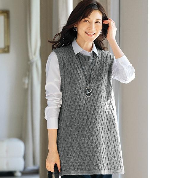 変化編みチュニックベスト LL M〜L
