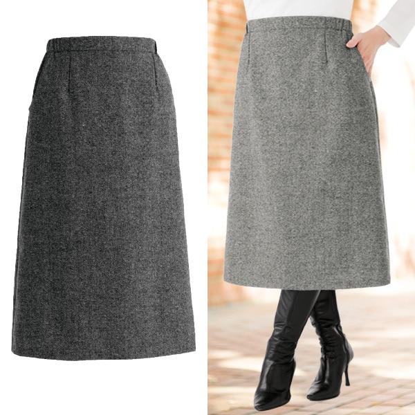 尾州織ウール混裏地付スカート グレー系 ブラック系 M L LL 3L 4L 5L