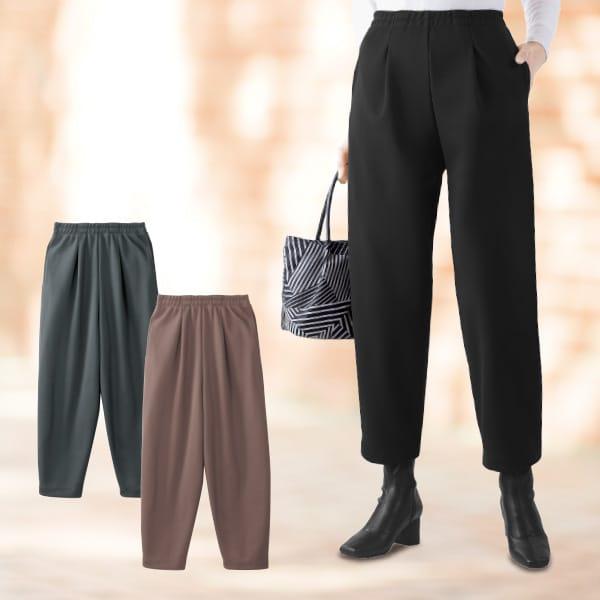 裏起毛あったかコクーンパンツ グレー ブラック モカ M L LL 3L