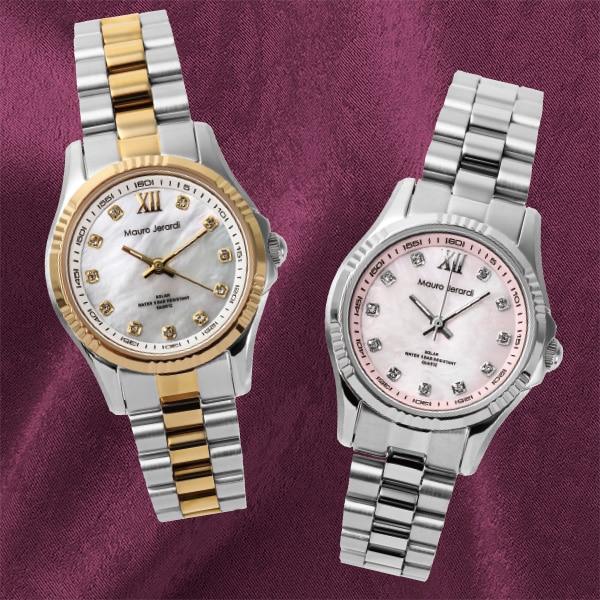 マウロジェラルディ 天然シェルダイヤルソーラーウォッチ