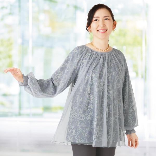 2枚重ね花柄チュニック M〜L LL〜3L