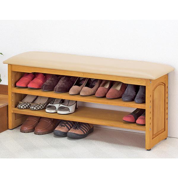 木製収納付玄関ベンチ 幅90cm