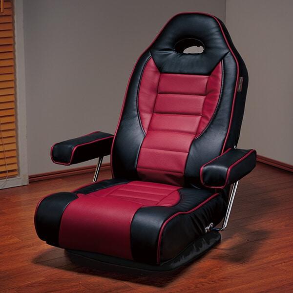 42段階リクライニングバケット回転チェア レザー調タイプ2脚組