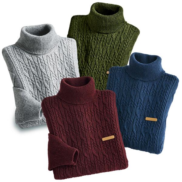 ちくちくしない洗えるタートルネックセーター2色組 S M L LL
