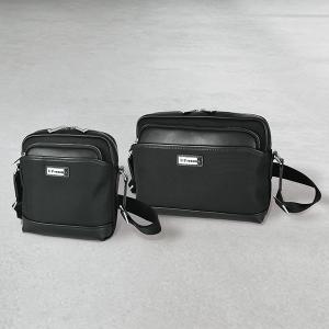 ユーピーレノマ 牛革使い ナイロンショルダーバッグ 縦型