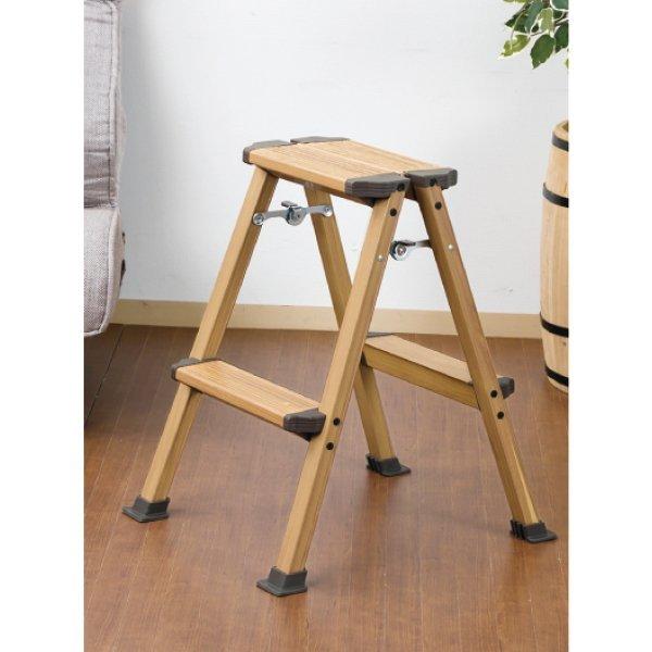 木目調アルミ踏み台2段