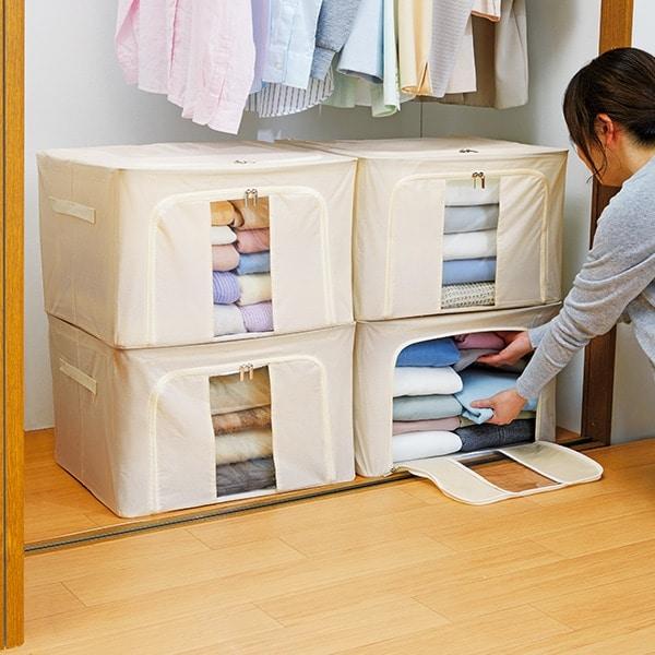 重ねられる窓付収納ボックス 4個組