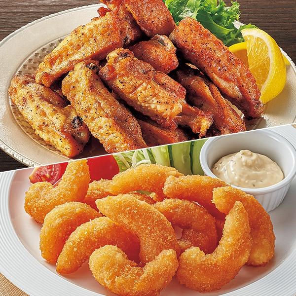 ウミオス 旨塩チキンスティック4袋+レンジでパクッとえびフライ4袋セット