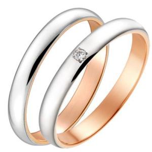 結婚指輪 18金ピンクゴールド/18金ホワイトゴールド ダイヤモンドリング マリッジリング マリッジ...