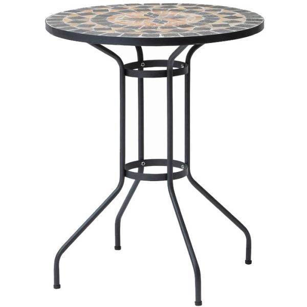ガーデン テーブル スチール製 ペトラ モザイク テーブル 60 直径60×高さ72cm 組立式 天...