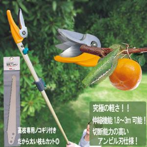 ロープ式高枝切りバサミ カマキ 3段伸縮 グリップ付 グラスファイバー