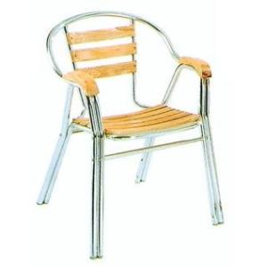 ガーデンチェア スタッキングチェア チークアルミチェアYC052 ２脚セット ベランダ椅子 完成品｜e-housemania