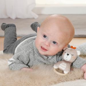 コットンリング・テディ FE52138 ラトル 布製 ベビー 赤ちゃん 布のおもちゃ 玩具 知育 出産祝 誕生日 プレゼント｜e-interia