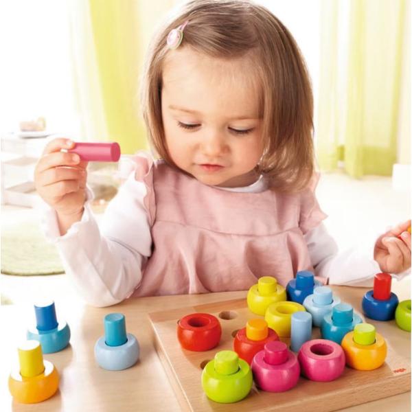 カラーリングのペグ遊び 木のおもちゃ 棒通し あそび 知育 玩具 ドイツ 出産 御祝 誕生日 プレゼ...