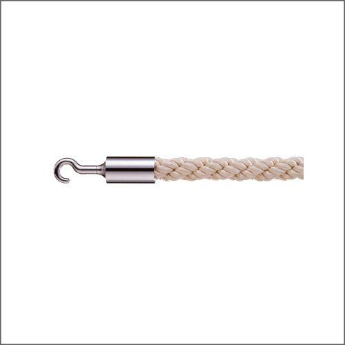 パーテーションロープ 誘導ロープ 25SC ホワイト Ｌ1200mm Sフック（クローム）