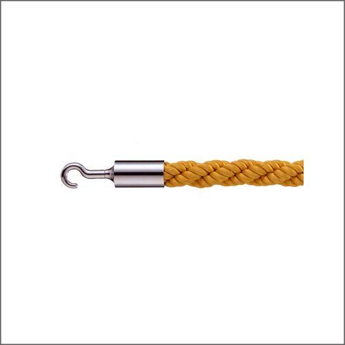 パーテーションロープ 誘導ロープ 25SC イエロー Ｌ1200mm Sフック（クローム）