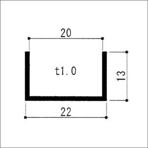 アルミチャンネル 1.0x22(内寸20)x1...の詳細画像1